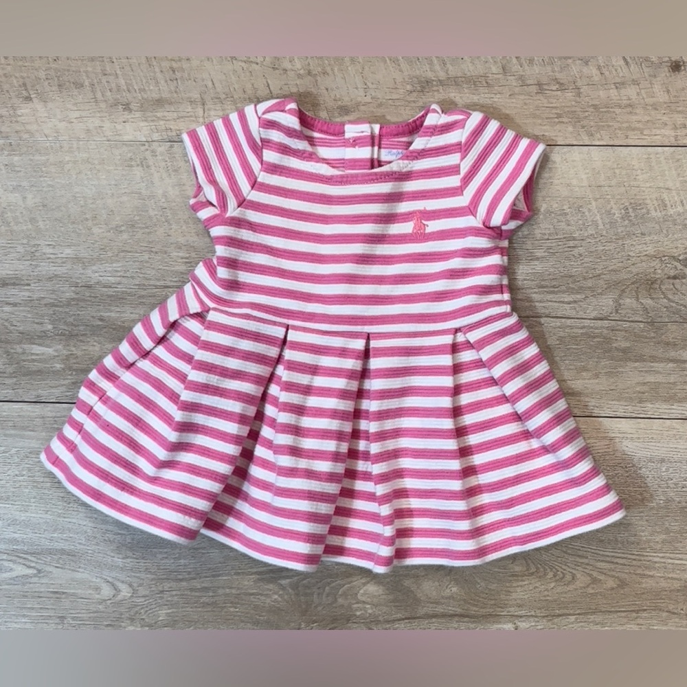 Ralph Lauren Infant Girl’s Pink & White Striped Dress Size 3 Months
